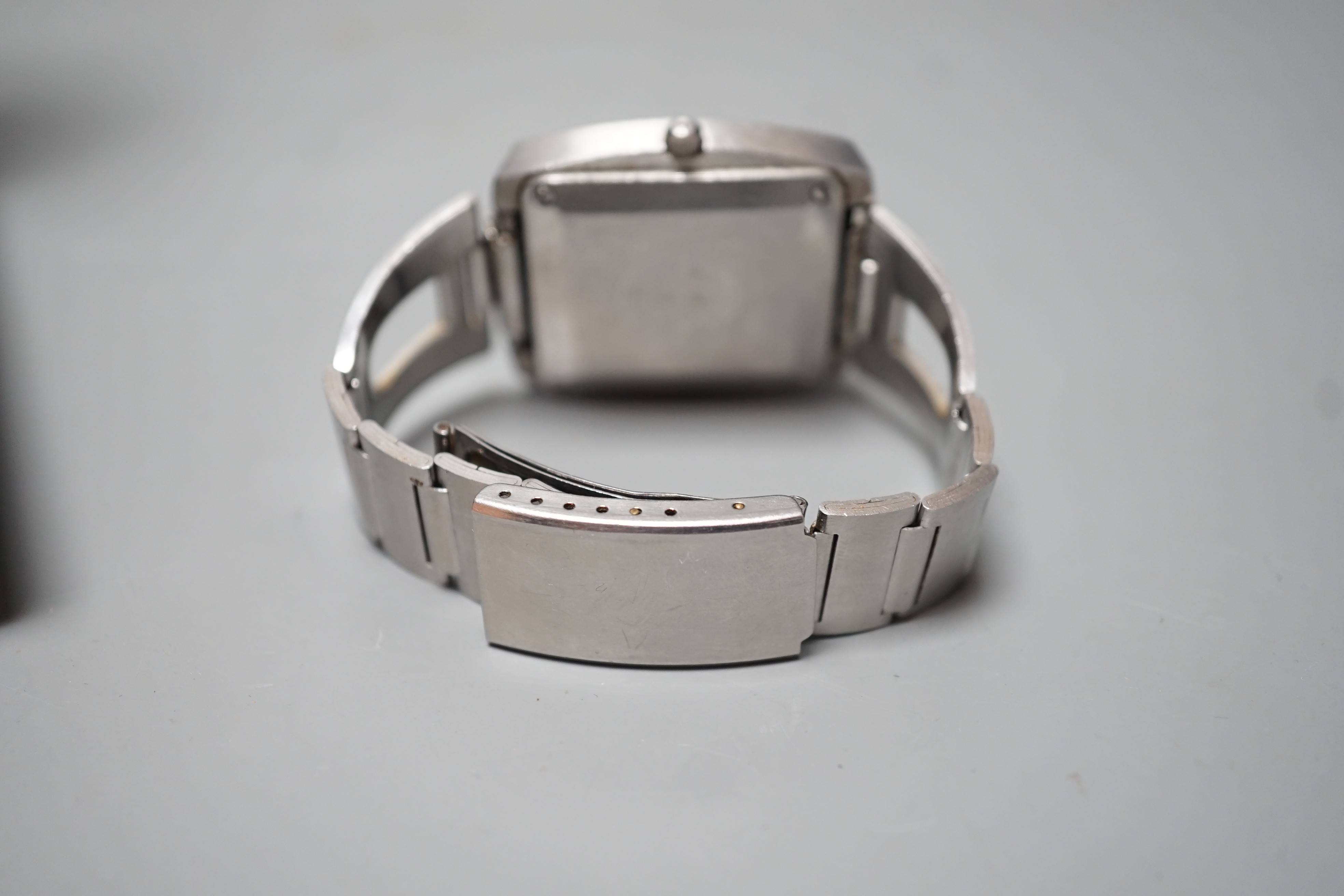 A gentleman's stainless steel Omega Seamaster Automatic wrist watch, on associated stainless steel bracelet, case diameter 39mm, no box or papers.